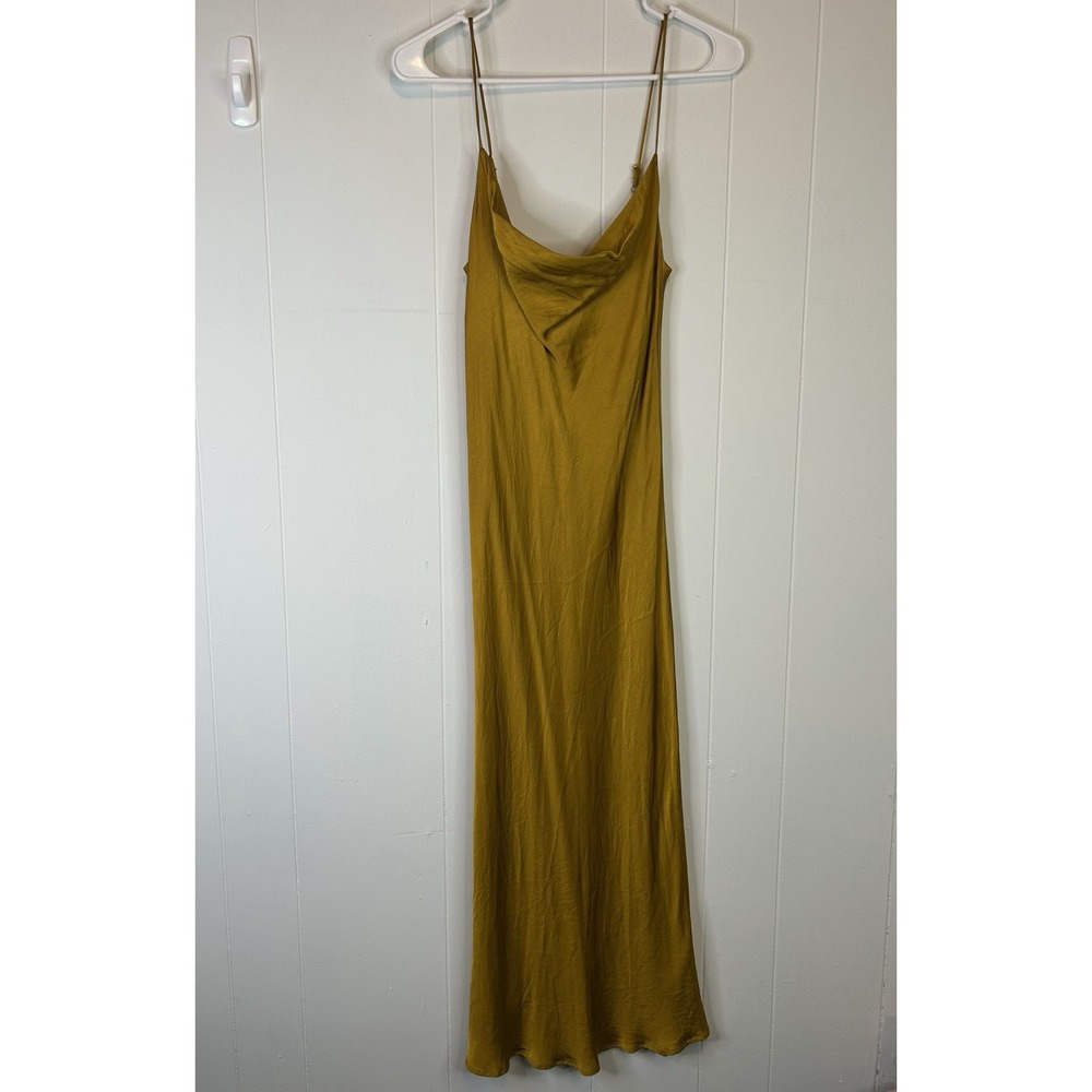 NWT Zara Strap Cowl Neck Slip Dress Size XS Mustard Yellow Feminist 186